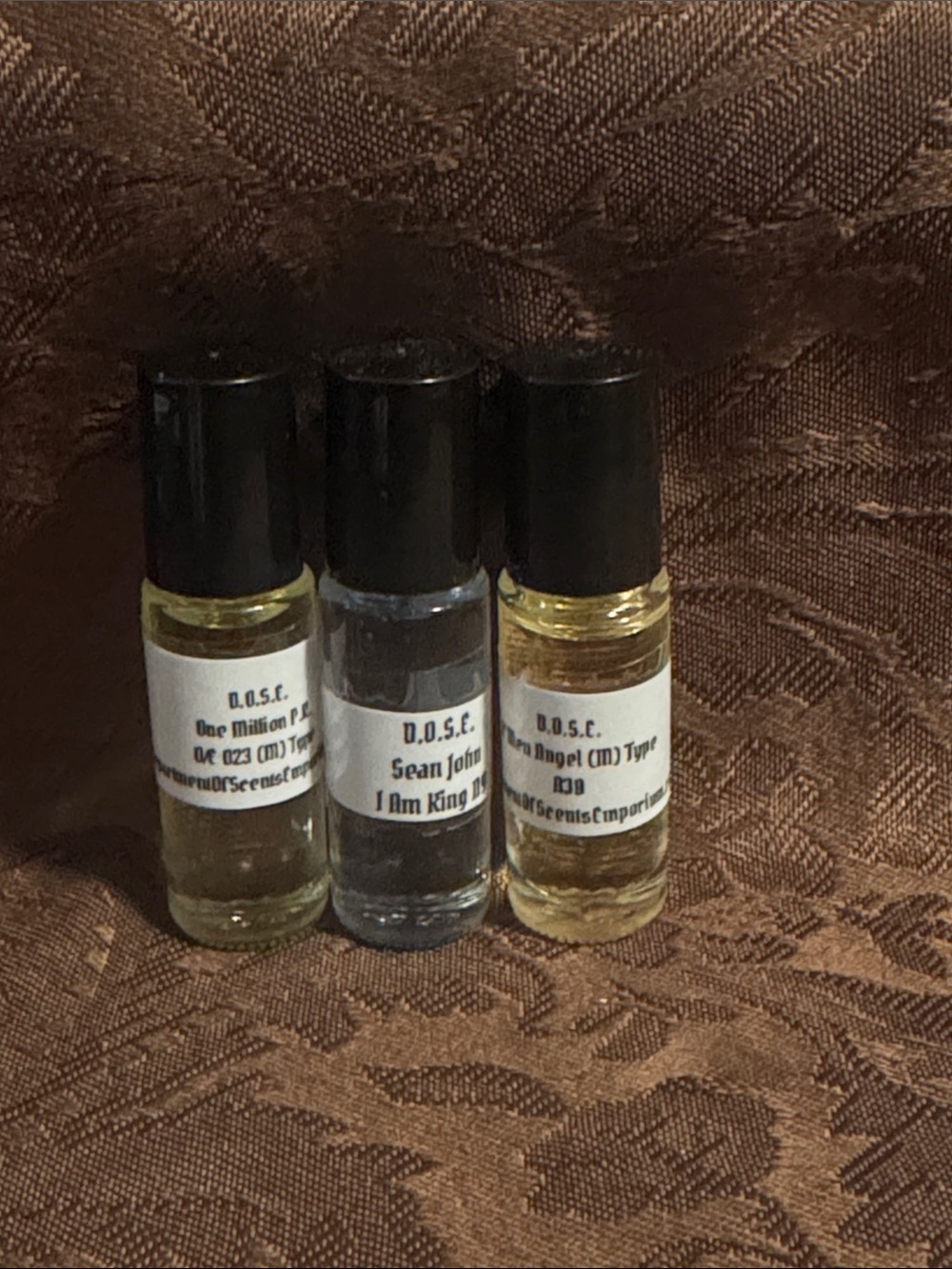 Mini Roll-On Sample Fragrance Trio Clear Glass with Black Caps tester fragrances